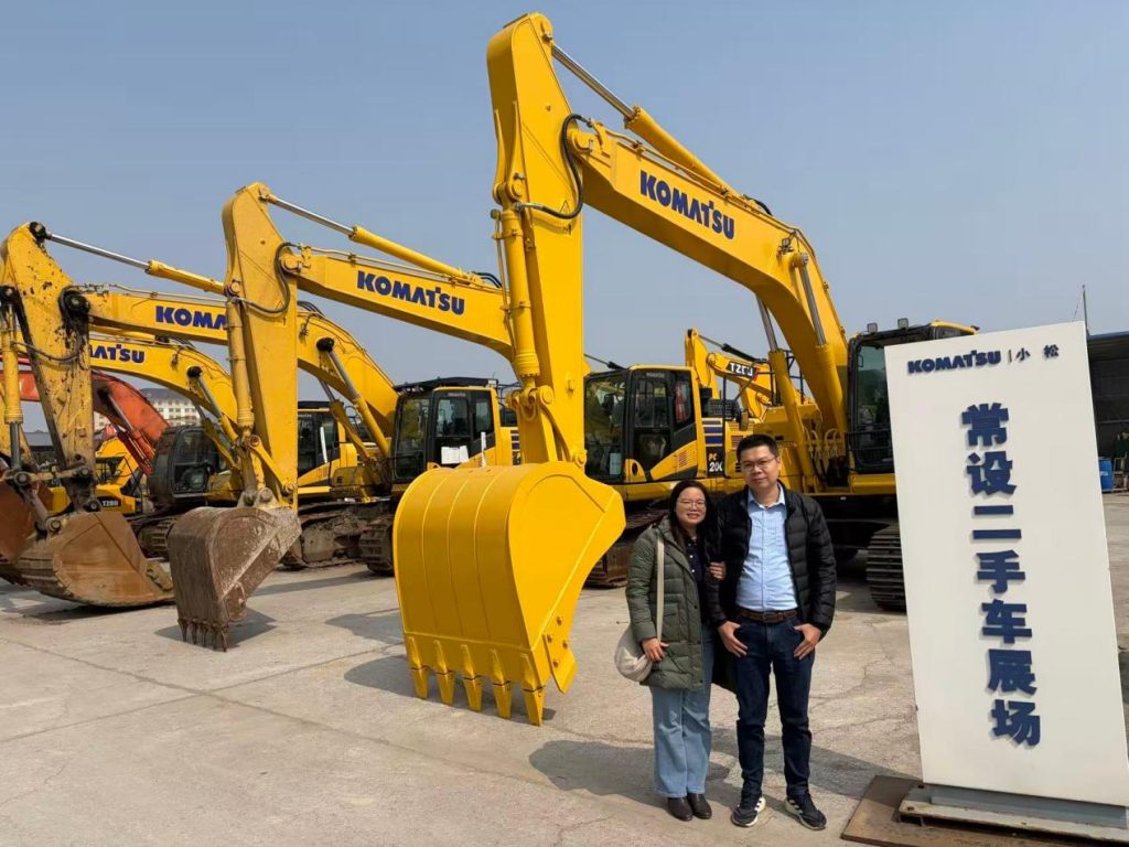 Visitors at the equipment display yard